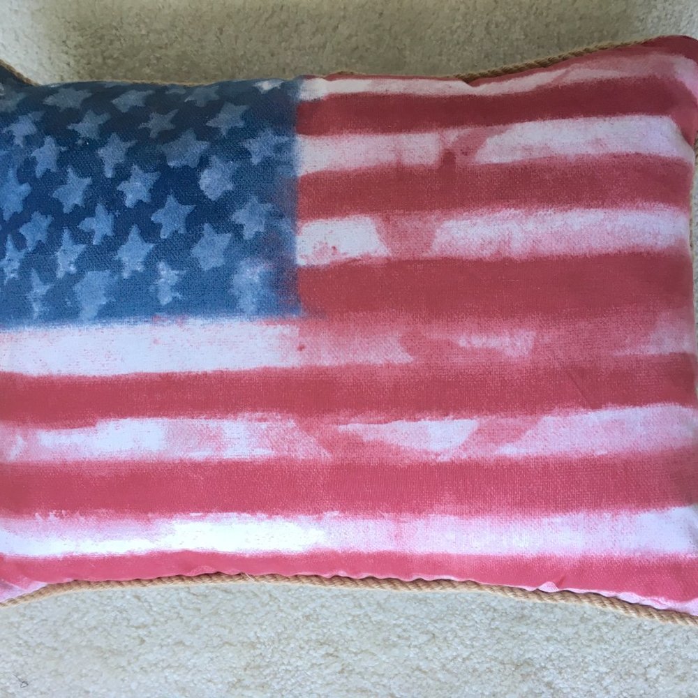 Ralph Lauren red white blue American Flag Coastal pillow 18 x 13 NWT cabincore